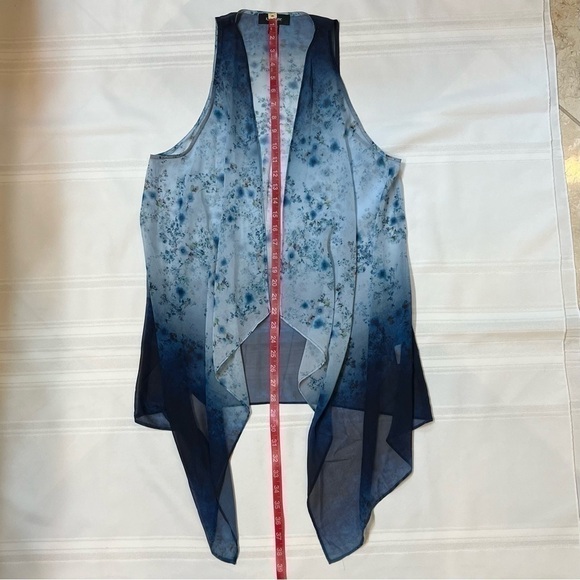 Karen Kane Ombre Floral Print Vest Ruana Kimono Sz M Blue EUC‎ Like New - Picture 9 of 11